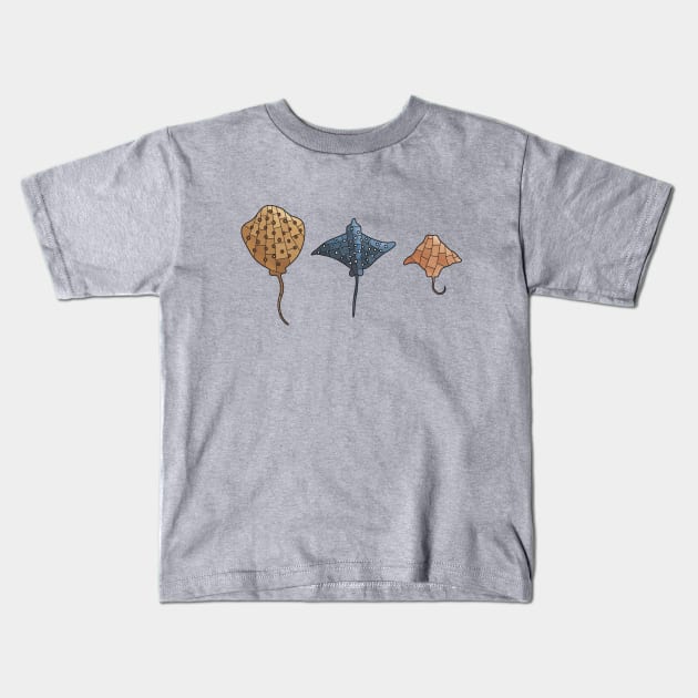 3 Stingrays Kids T-Shirt by DesignsByDoodle